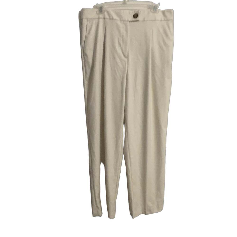 Ann Taylor Sz 14 Off White Straight Leg Casual Pants Pockets Office Preppy